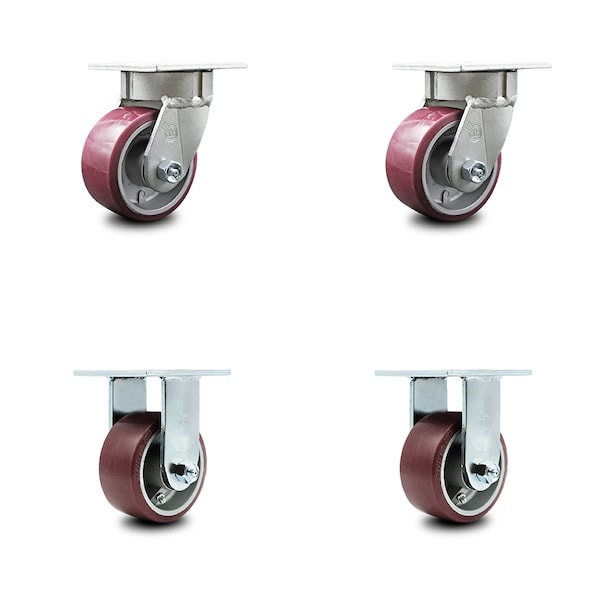 Service Caster 4 Inch Kingpinless Poly on Aluminum Wheel Swivel Caster Swivel 2 Rigid, 2PK SCC-KP30S420-PAR-2-R-2 - main